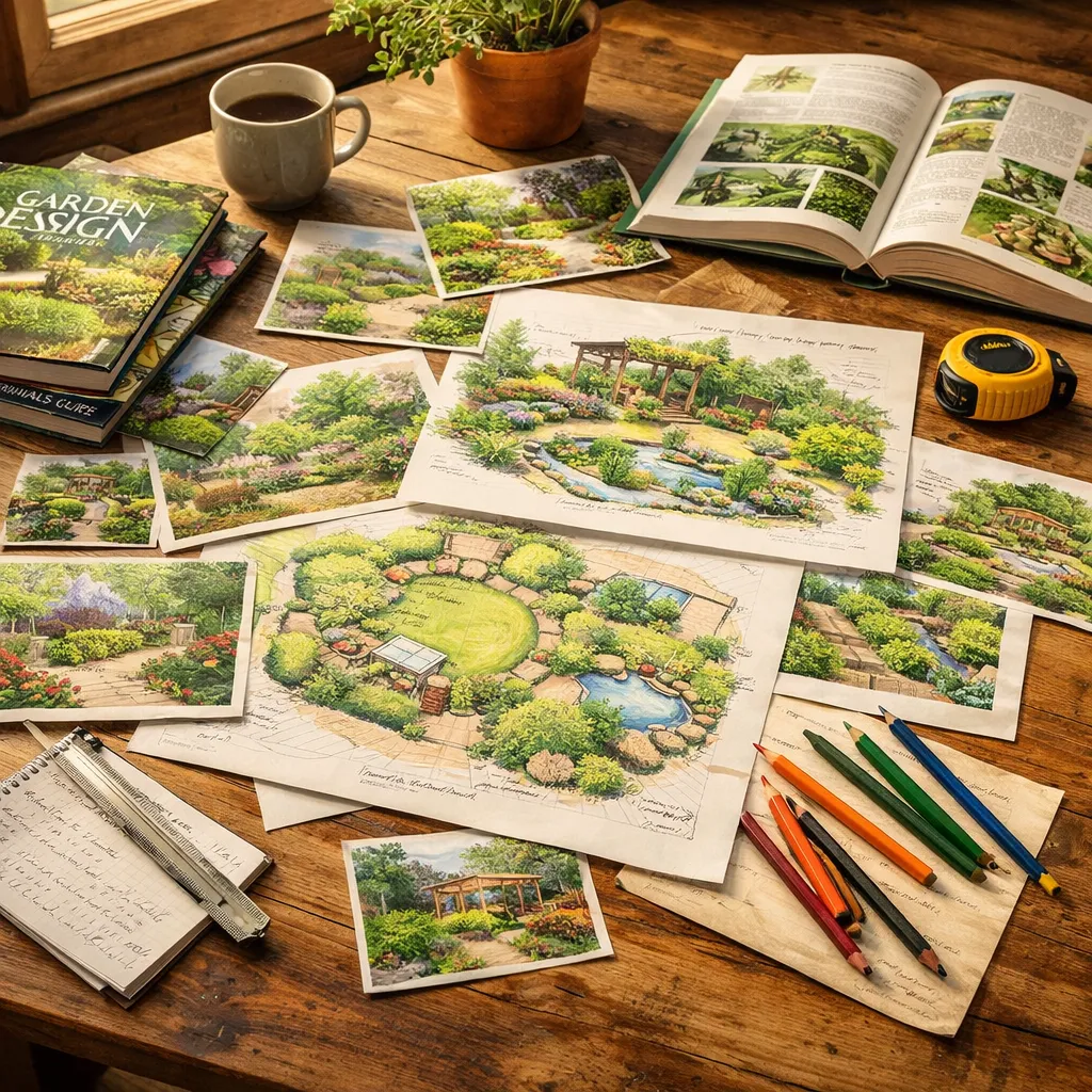 Homeowner planning tools including landscape photos and design sketches